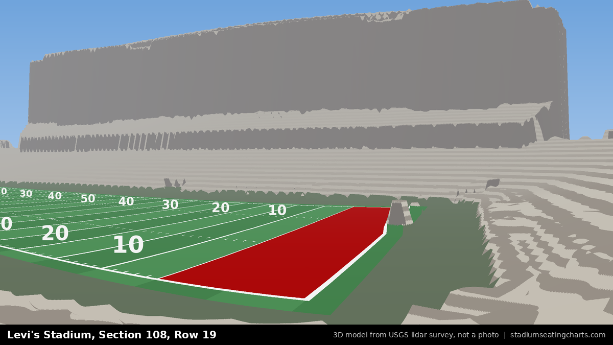 View from Levi's Stadium Section 108, Row 19, looking toward the field