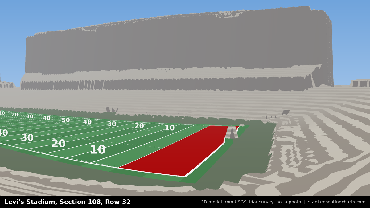 View from Levi's Stadium Section 108, Row 32, looking toward the field