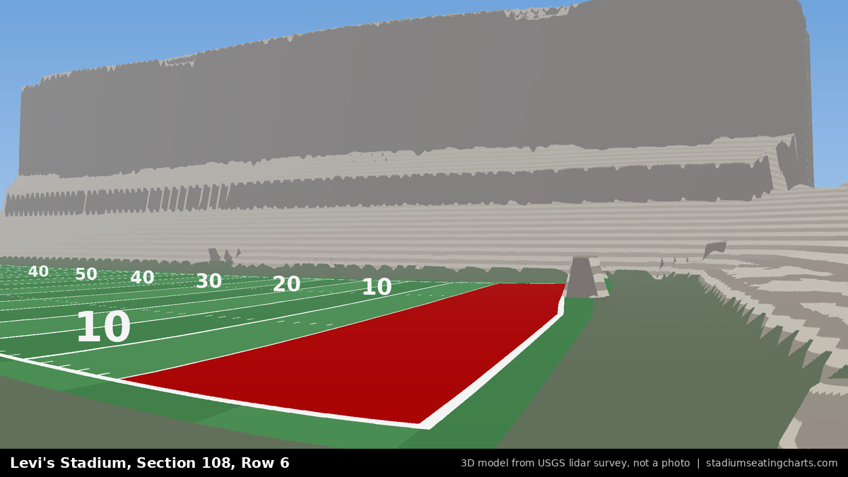 View from Levi's Stadium Section 108, Row 6, looking toward the field