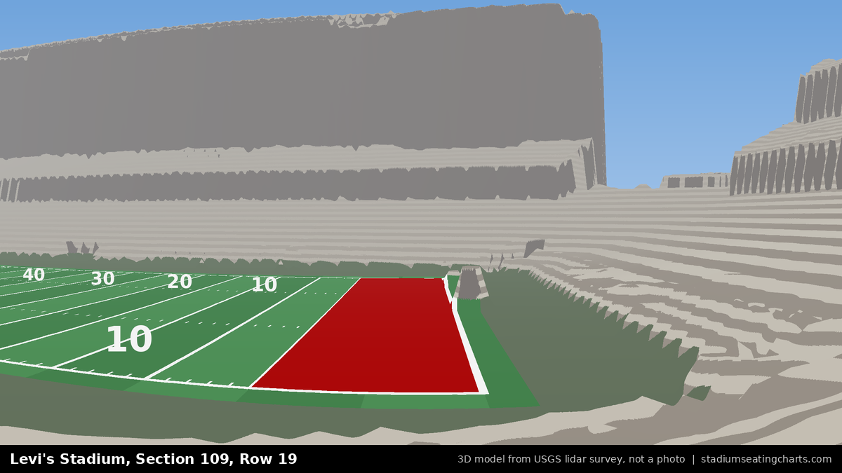 View from Levi's Stadium Section 109, Row 19, looking toward the field