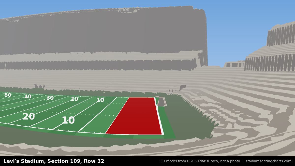 View from Levi's Stadium Section 109, Row 32, looking toward the field