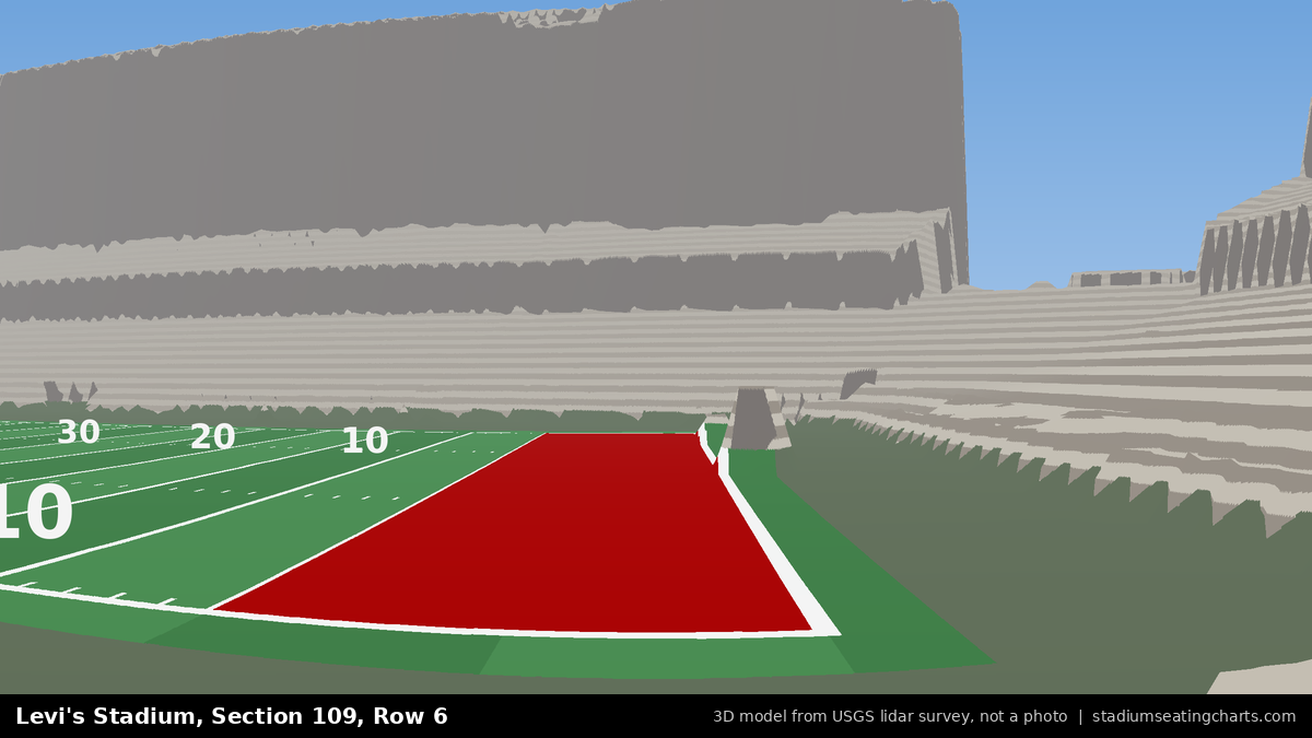 View from Levi's Stadium Section 109, Row 6, looking toward the field