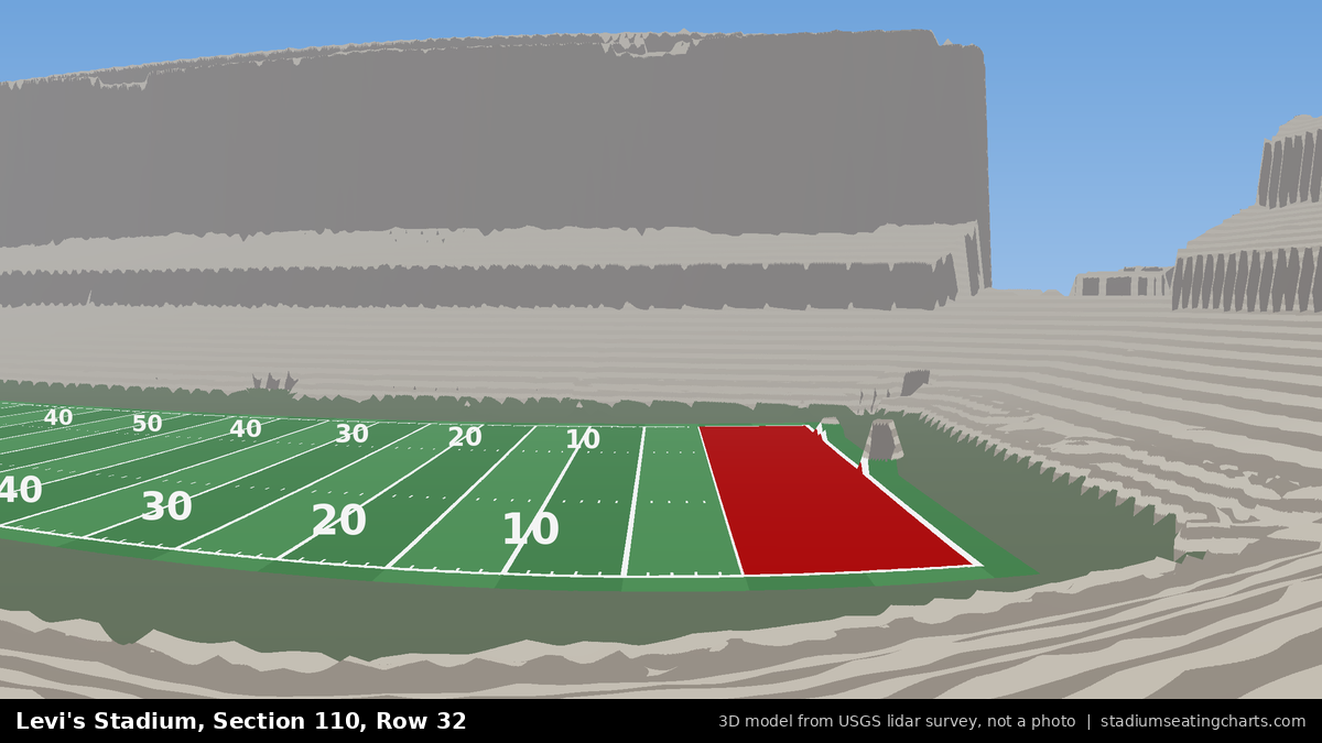 View from Levi's Stadium Section 110, Row 32, looking toward the field
