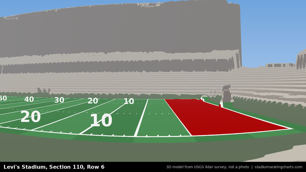 View from Levi's Stadium Section 110, Row 6, looking toward the field