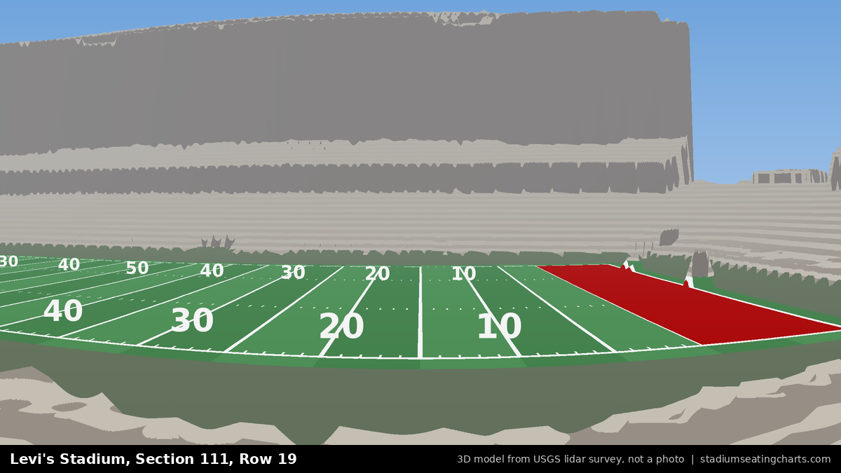View from Levi's Stadium Section 111, Row 19, looking toward the field