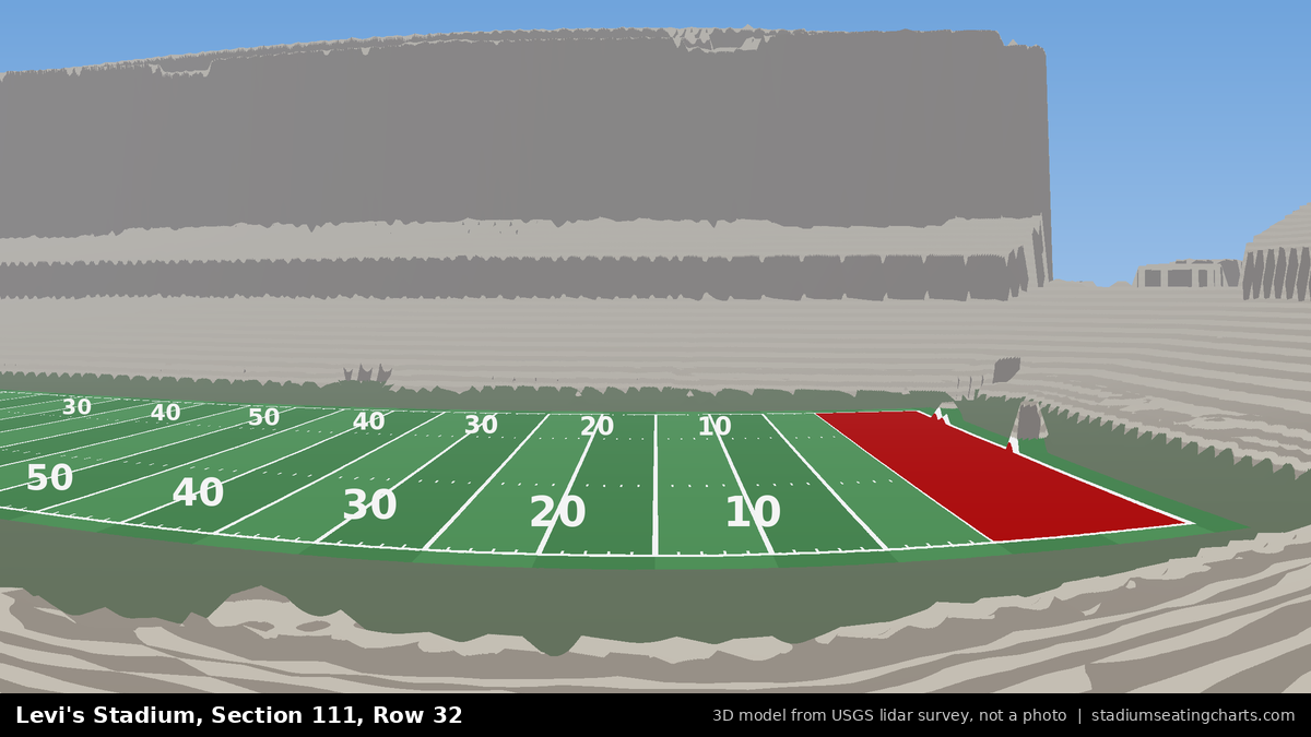 View from Levi's Stadium Section 111, Row 32, looking toward the field