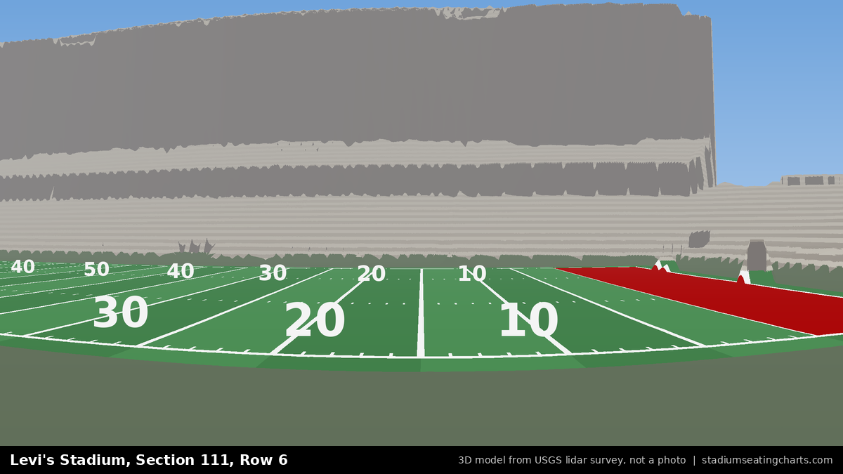 View from Levi's Stadium Section 111, Row 6, looking toward the field