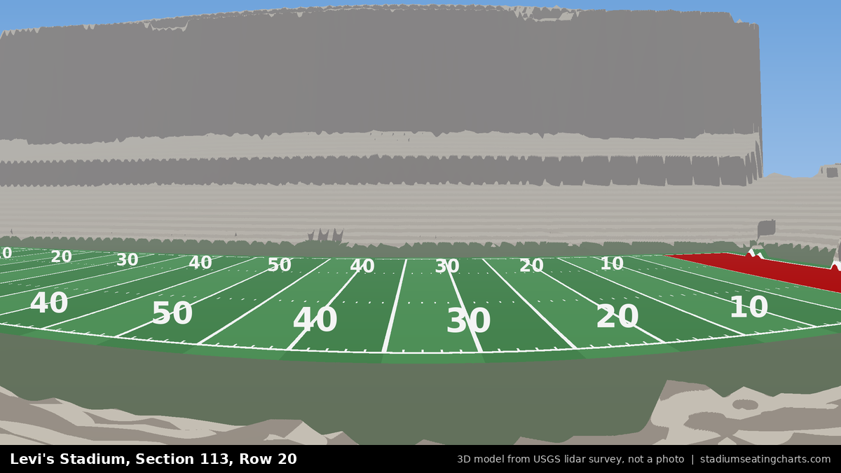 View from Levi's Stadium Section 113, Row 20, looking toward the field