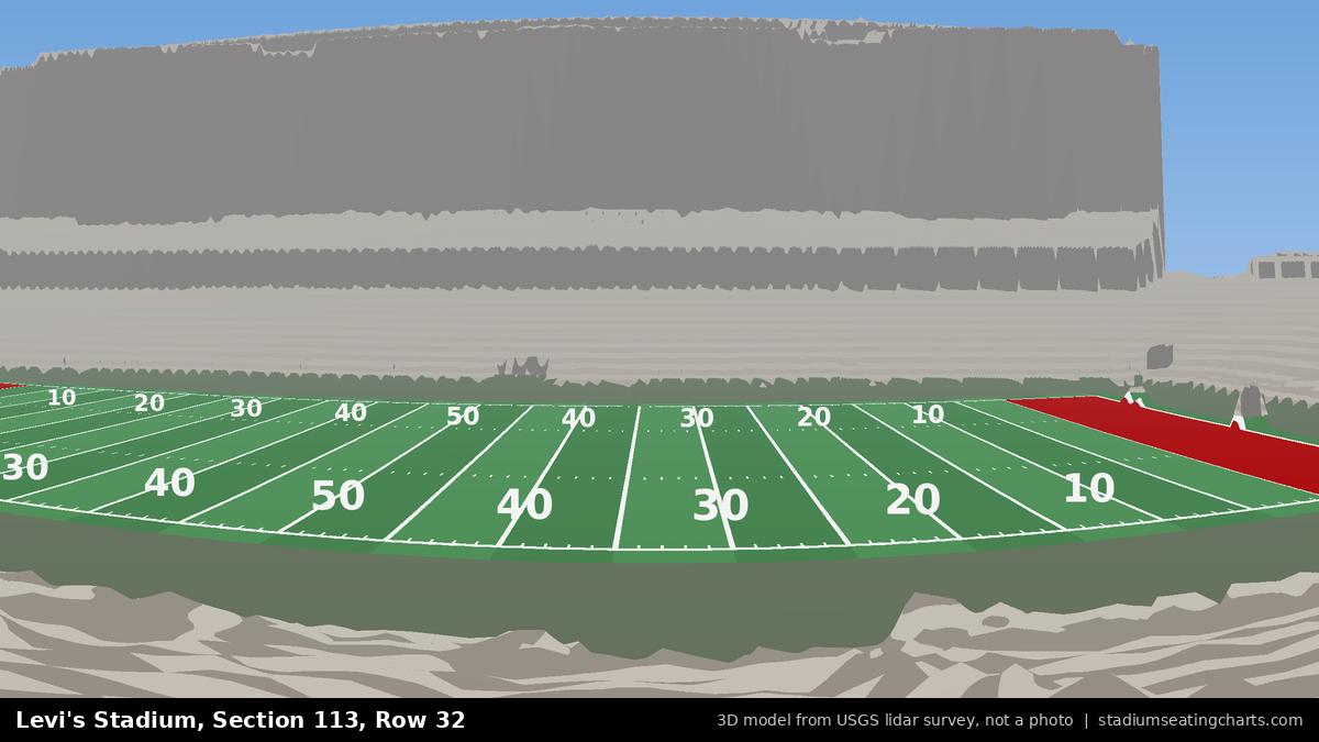 View from Levi's Stadium Section 113, Row 32, looking toward the field