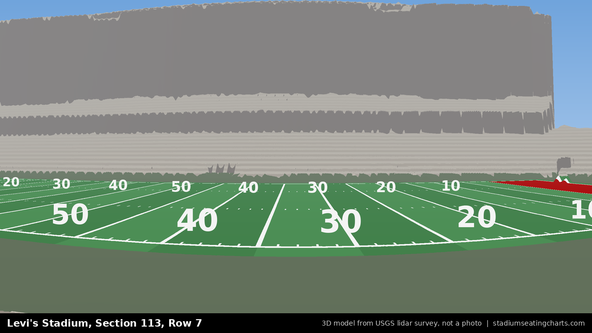 View from Levi's Stadium Section 113, Row 7, looking toward the field