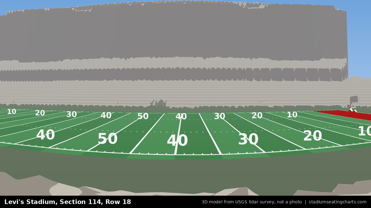 View from Levi's Stadium Section 114, Row 18, looking toward the field