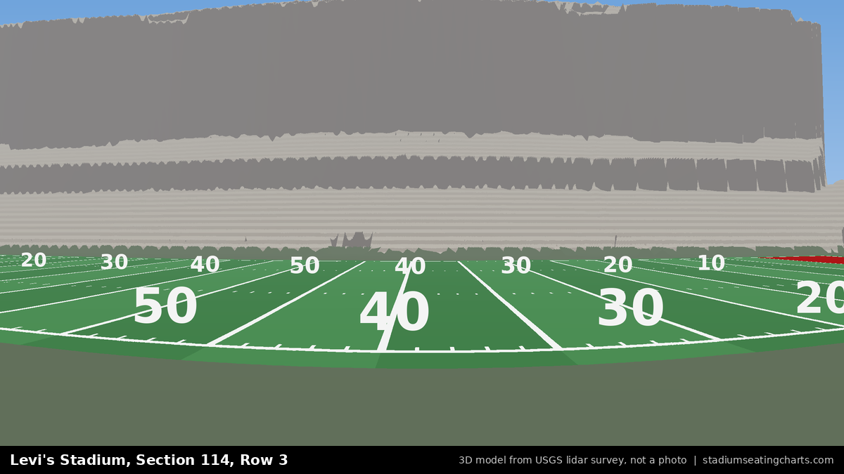 View from Levi's Stadium Section 114, Row 3, looking toward the field