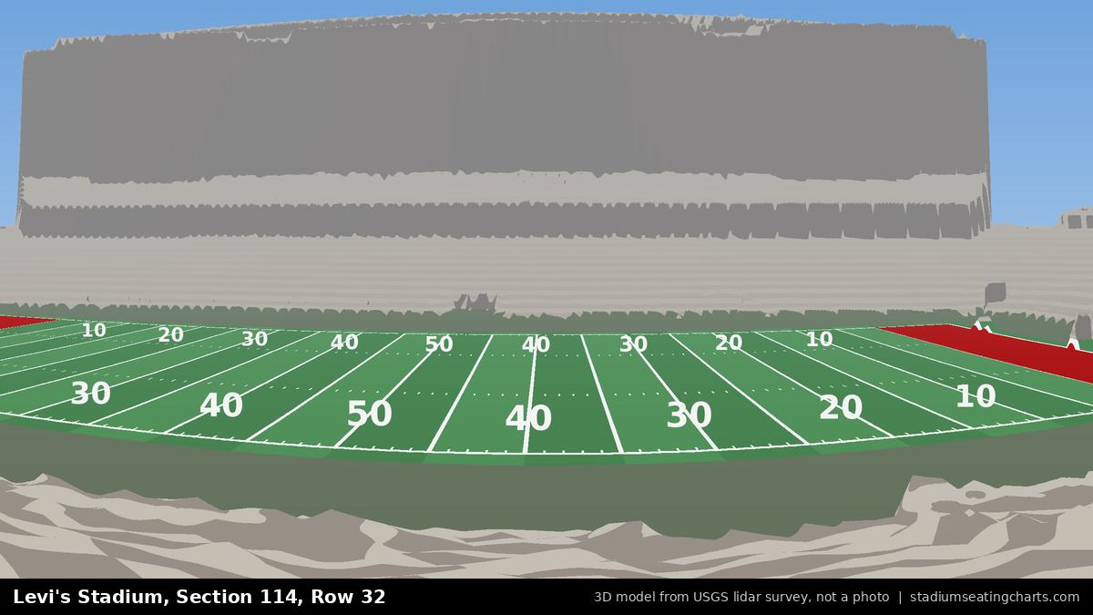 View from Levi's Stadium Section 114, Row 32, looking toward the field
