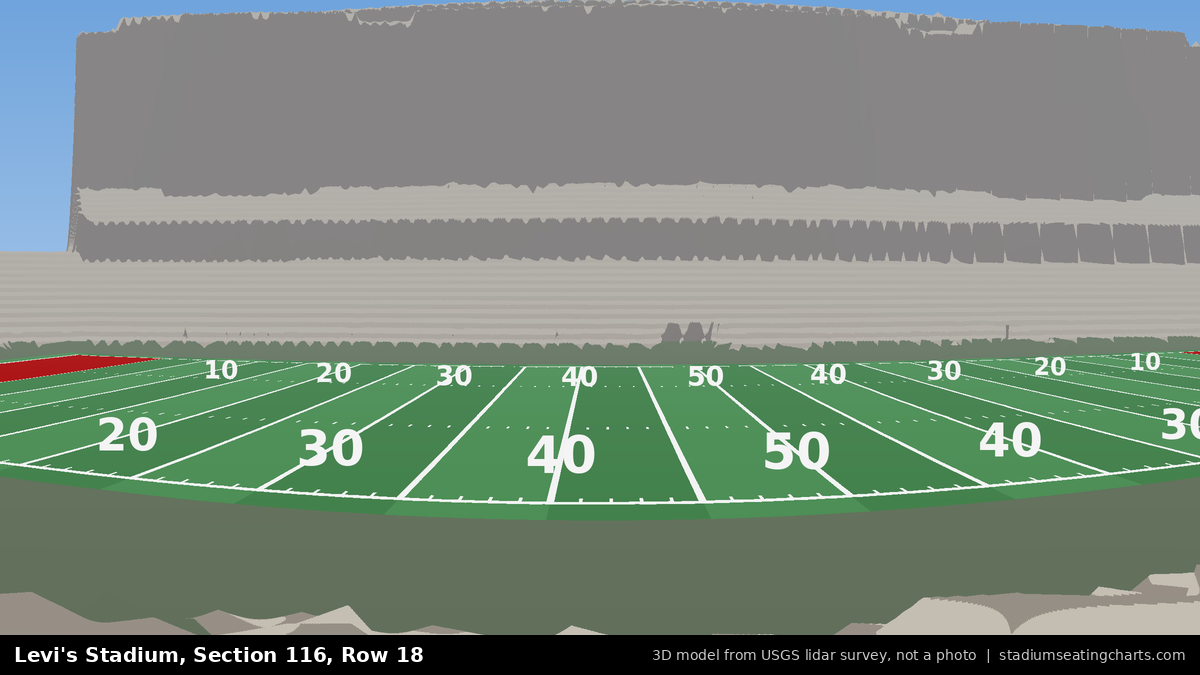 View from Levi's Stadium Section 116, Row 18, looking toward the field