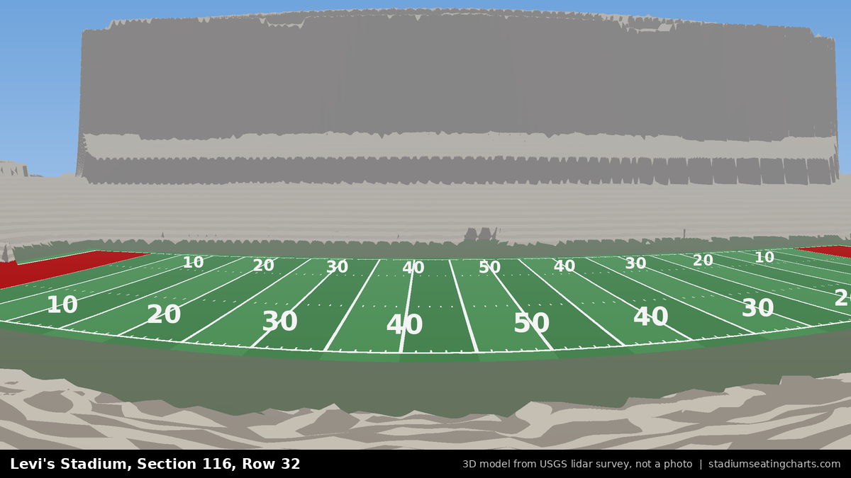 View from Levi's Stadium Section 116, Row 32, looking toward the field