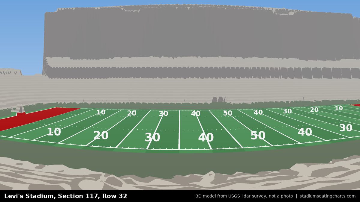 View from Levi's Stadium Section 117, Row 32, looking toward the field