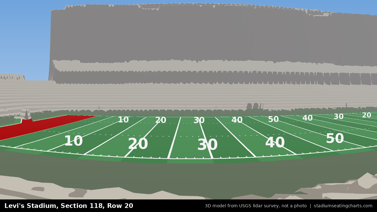 View from Levi's Stadium Section 118, Row 20, looking toward the field