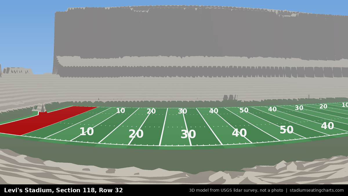 View from Levi's Stadium Section 118, Row 32, looking toward the field