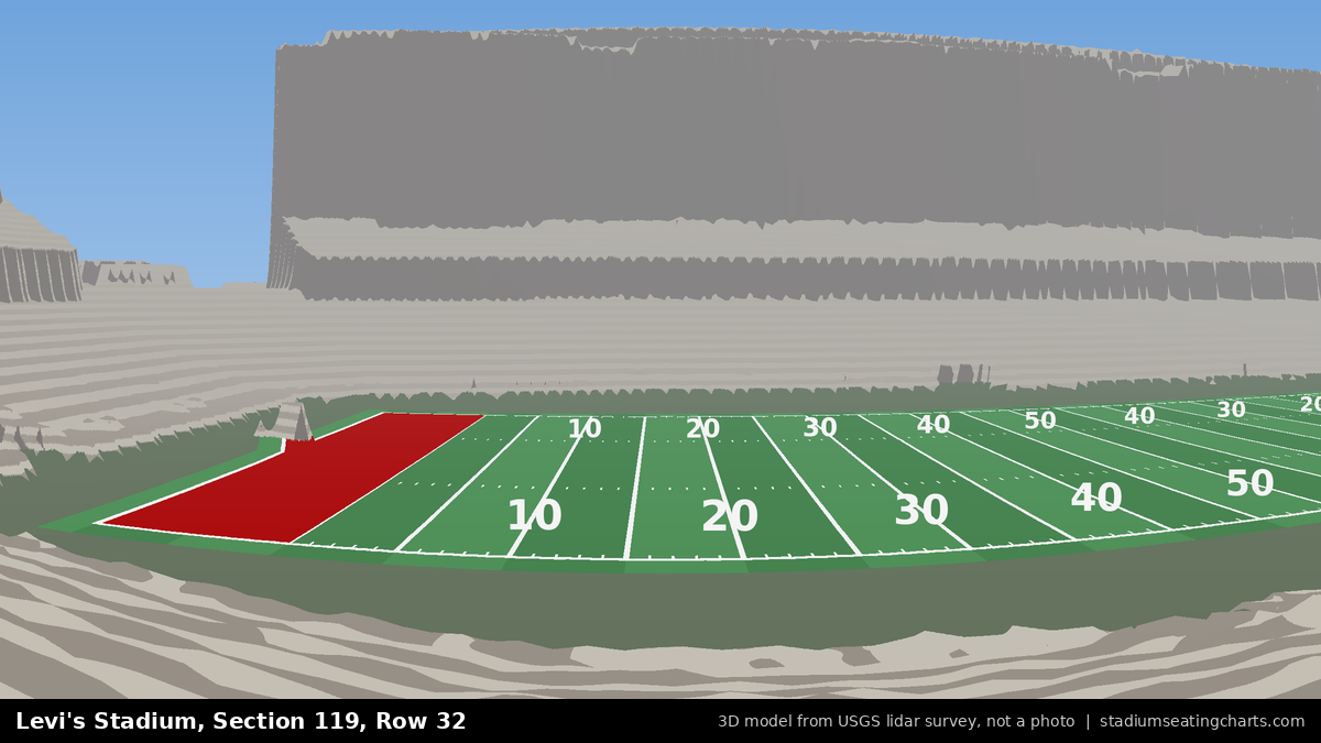 View from Levi's Stadium Section 119, Row 32, looking toward the field