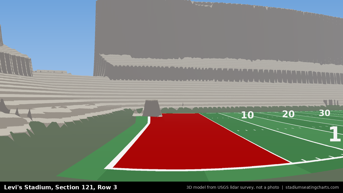 View from Levi's Stadium Section 121, Row 3, looking toward the field