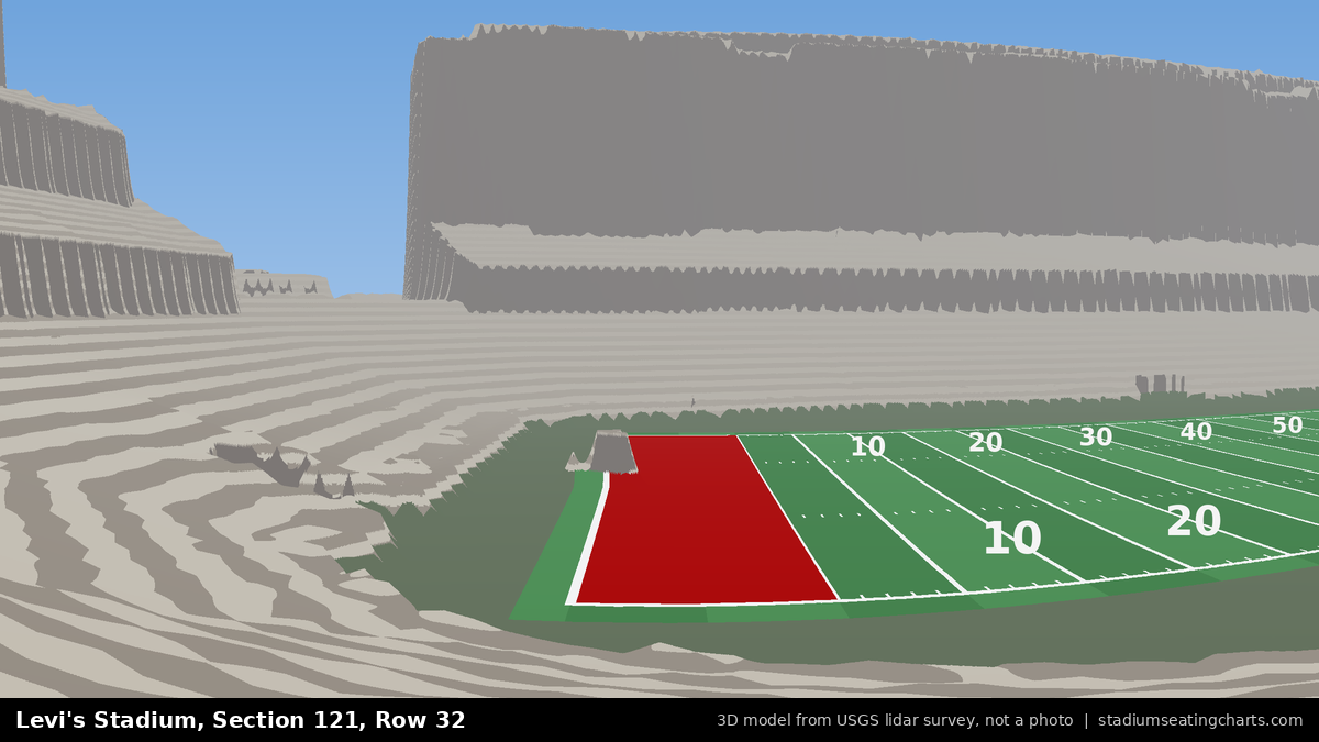 View from Levi's Stadium Section 121, Row 32, looking toward the field