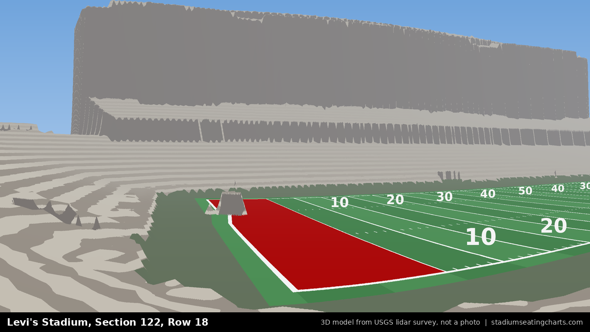 View from Levi's Stadium Section 122, Row 18, looking toward the field