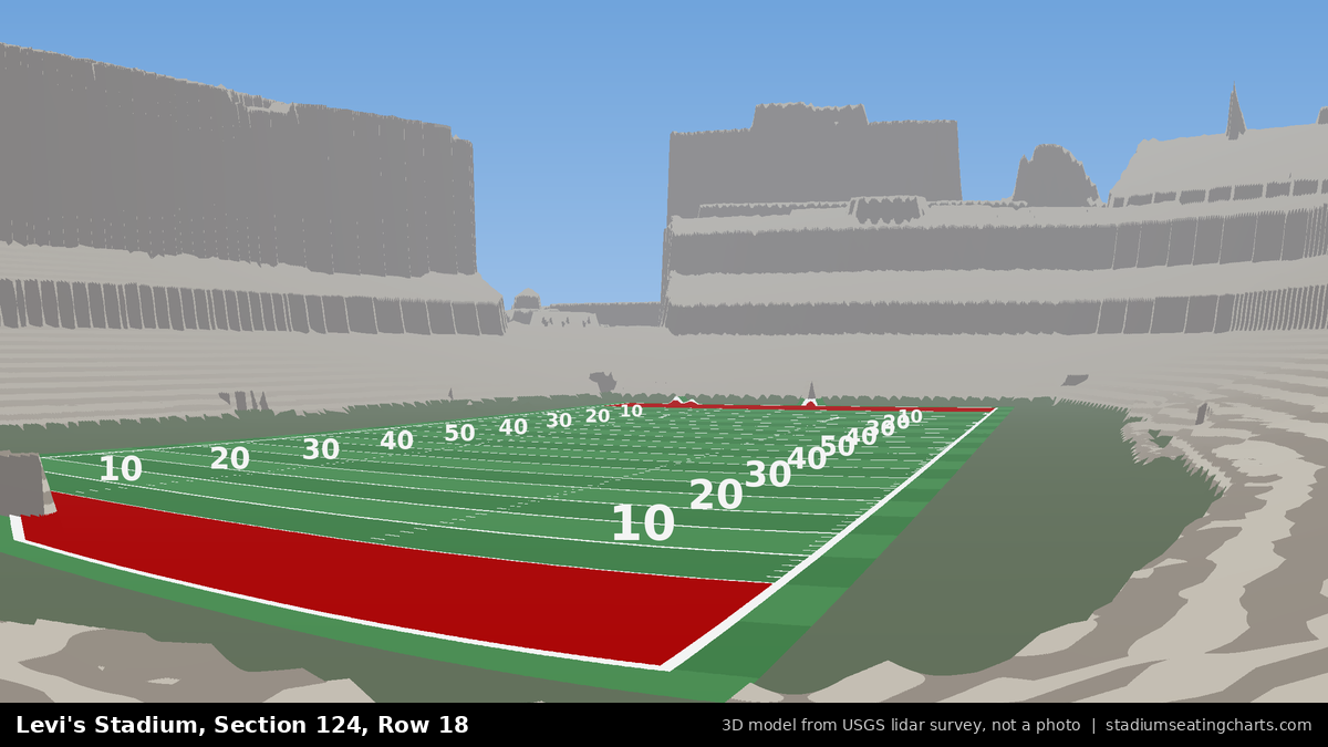 View from Levi's Stadium Section 124, Row 18, looking toward the field