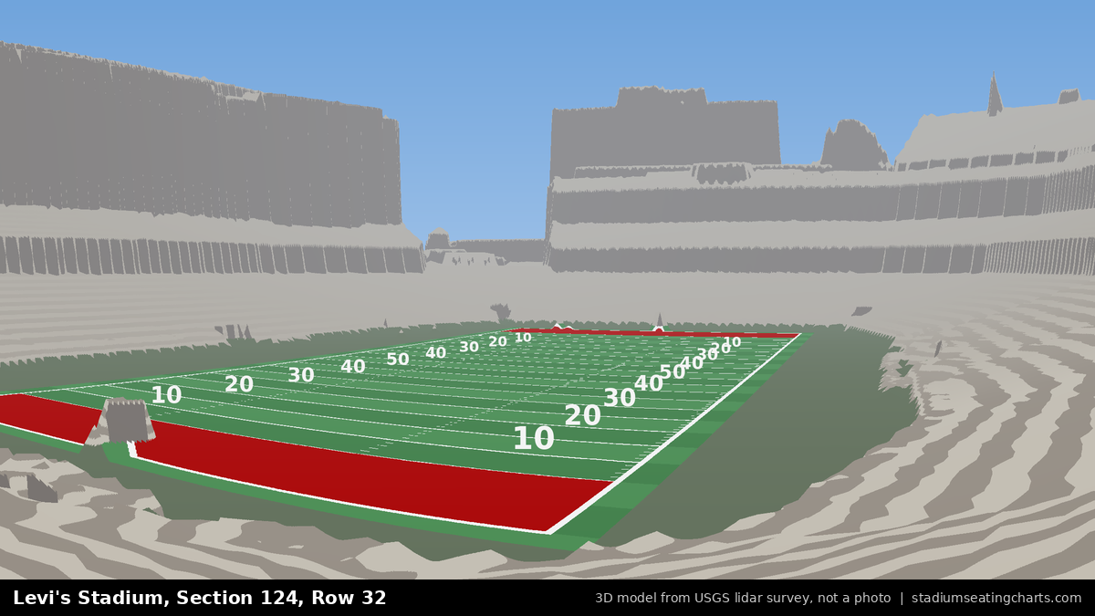 View from Levi's Stadium Section 124, Row 32, looking toward the field
