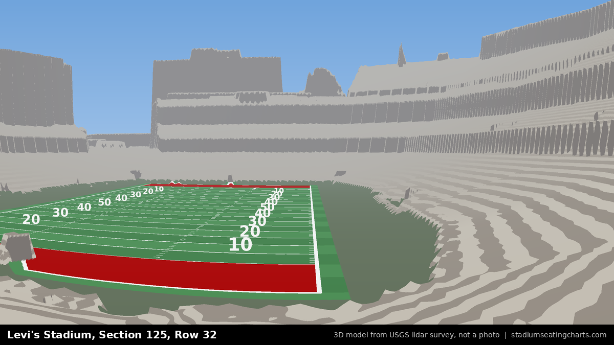 View from Levi's Stadium Section 125, Row 32, looking toward the field
