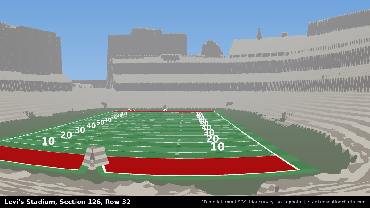 View from Levi's Stadium Section 126, Row 32, looking toward the field