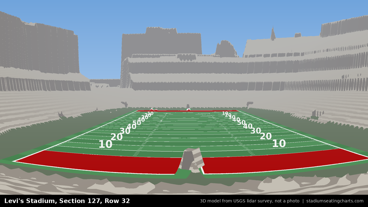 View from Levi's Stadium Section 127, Row 32, looking toward the field