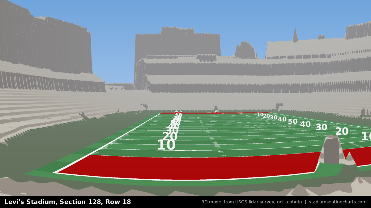 View from Levi's Stadium Section 128, Row 18, looking toward the field