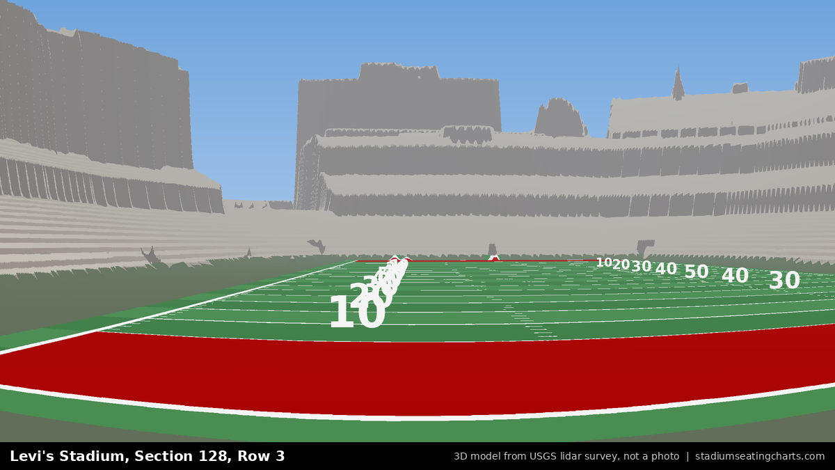 View from Levi's Stadium Section 128, Row 3, looking toward the field