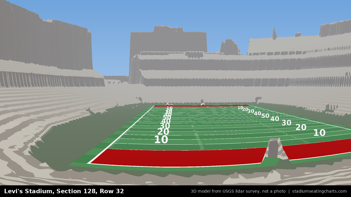 View from Levi's Stadium Section 128, Row 32, looking toward the field
