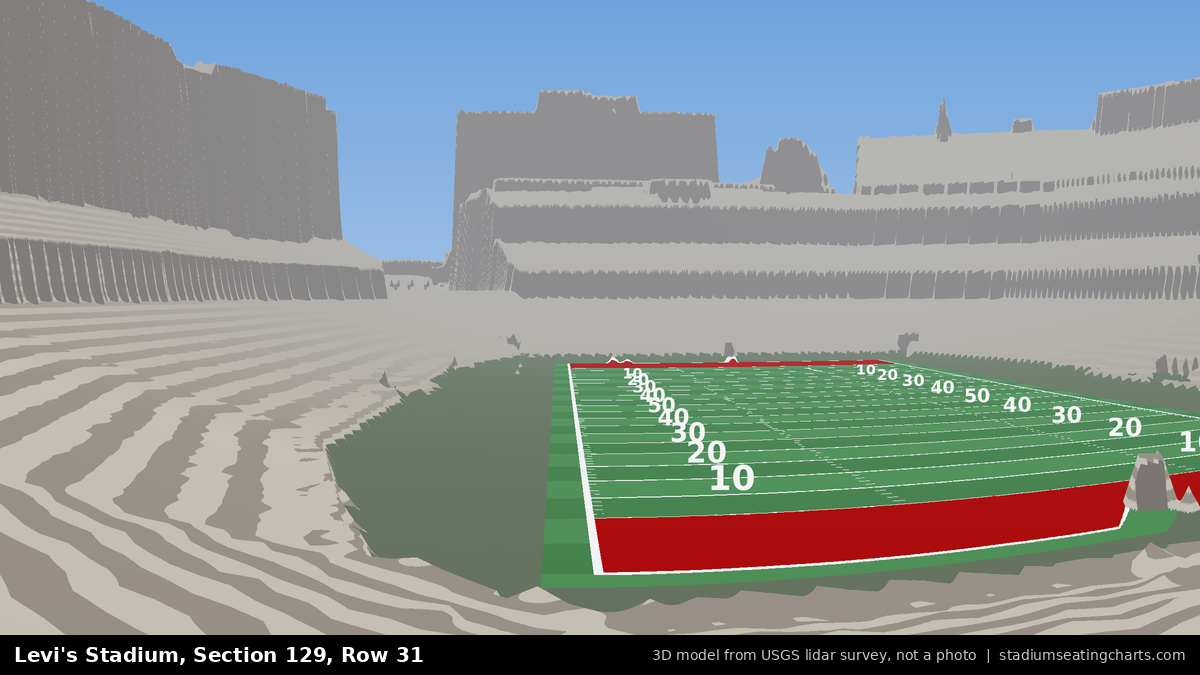 View from Levi's Stadium Section 129, Row 31, looking toward the field