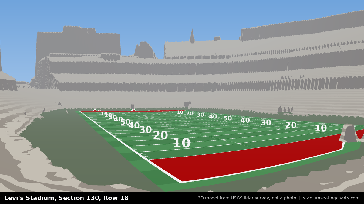 View from Levi's Stadium Section 130, Row 18, looking toward the field