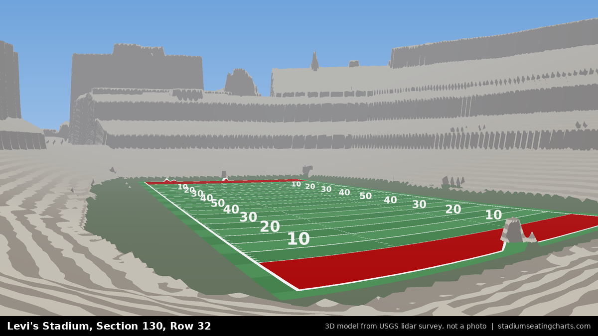 View from Levi's Stadium Section 130, Row 32, looking toward the field