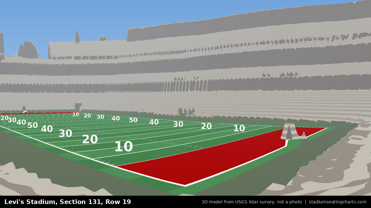 View from Levi's Stadium Section 131, Row 19, looking toward the field