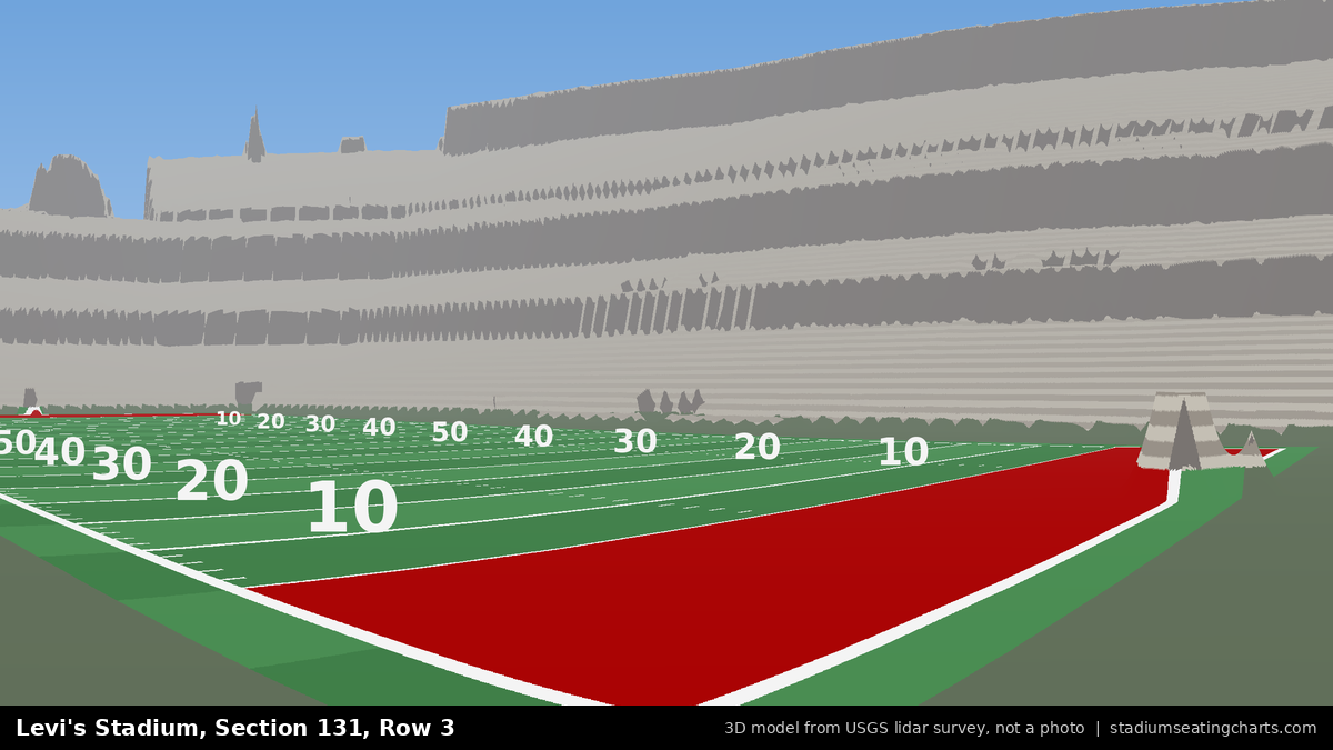 View from Levi's Stadium Section 131, Row 3, looking toward the field