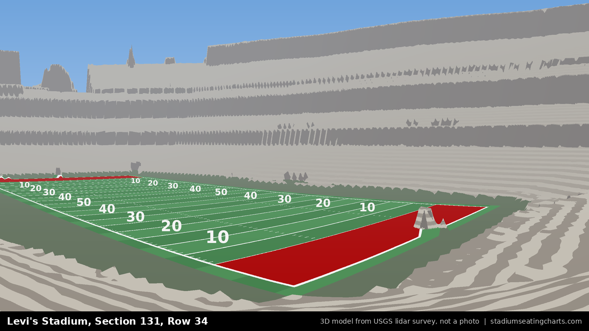 View from Levi's Stadium Section 131, Row 34, looking toward the field