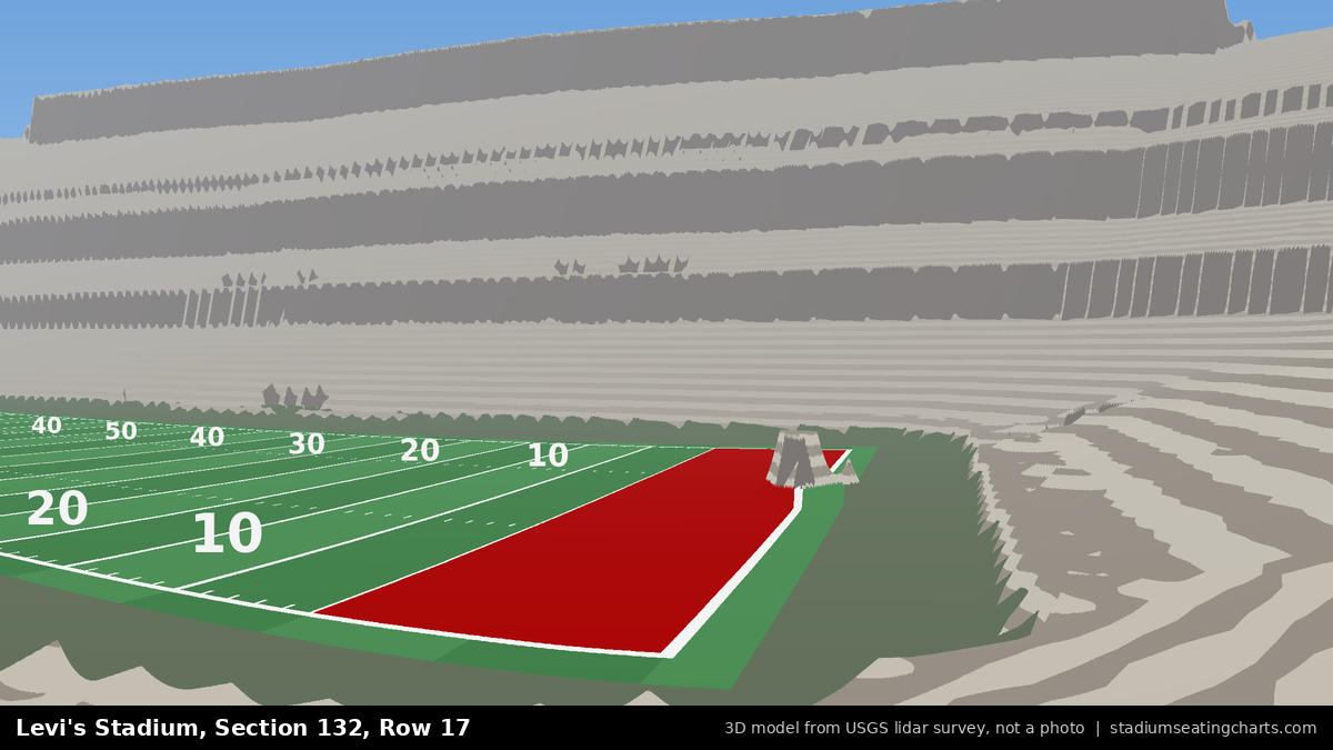 View from Levi's Stadium Section 132, Row 17, looking toward the field