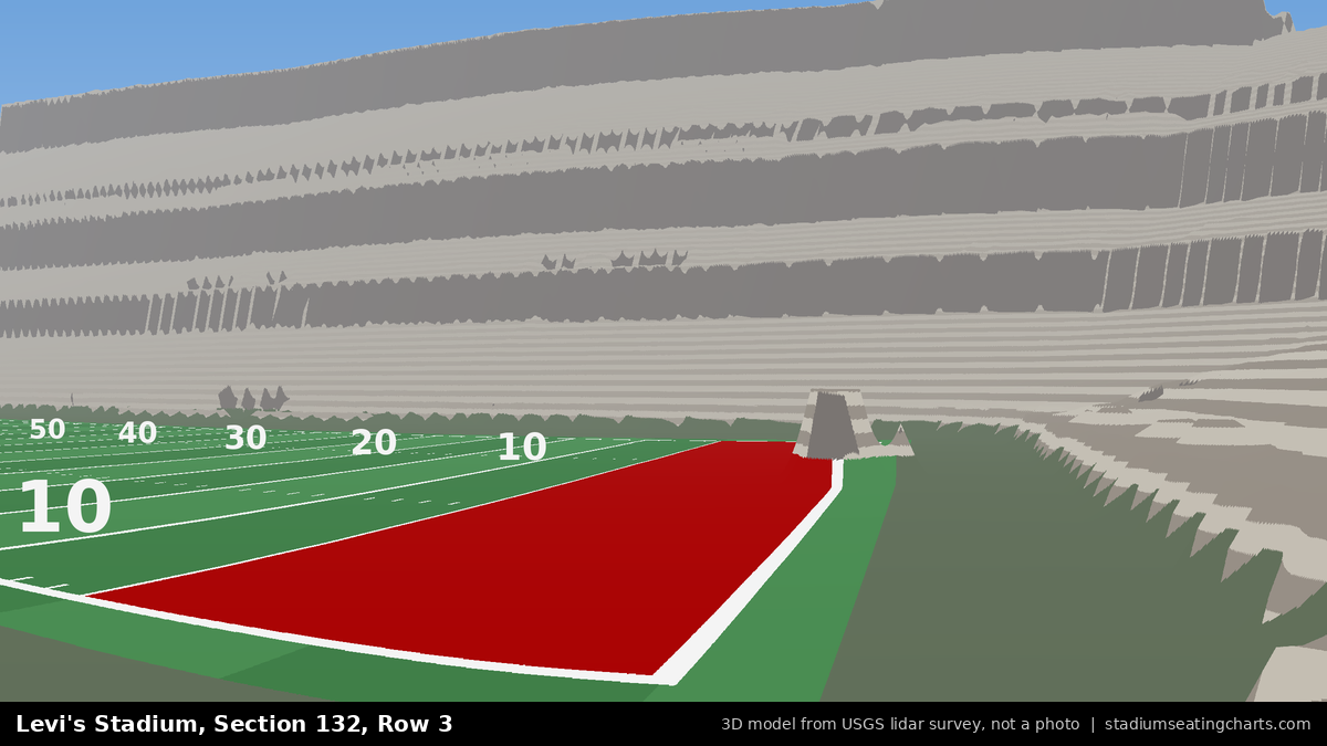 View from Levi's Stadium Section 132, Row 3, looking toward the field