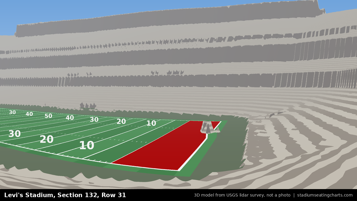 View from Levi's Stadium Section 132, Row 31, looking toward the field
