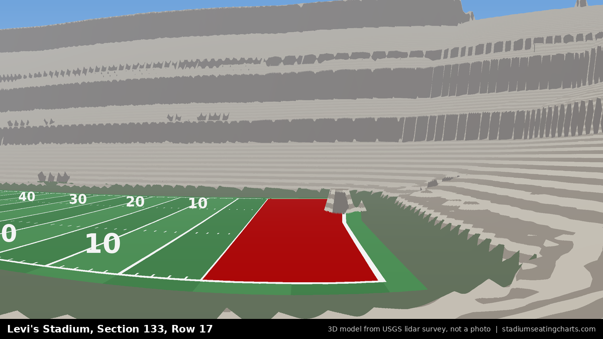 View from Levi's Stadium Section 133, Row 17, looking toward the field