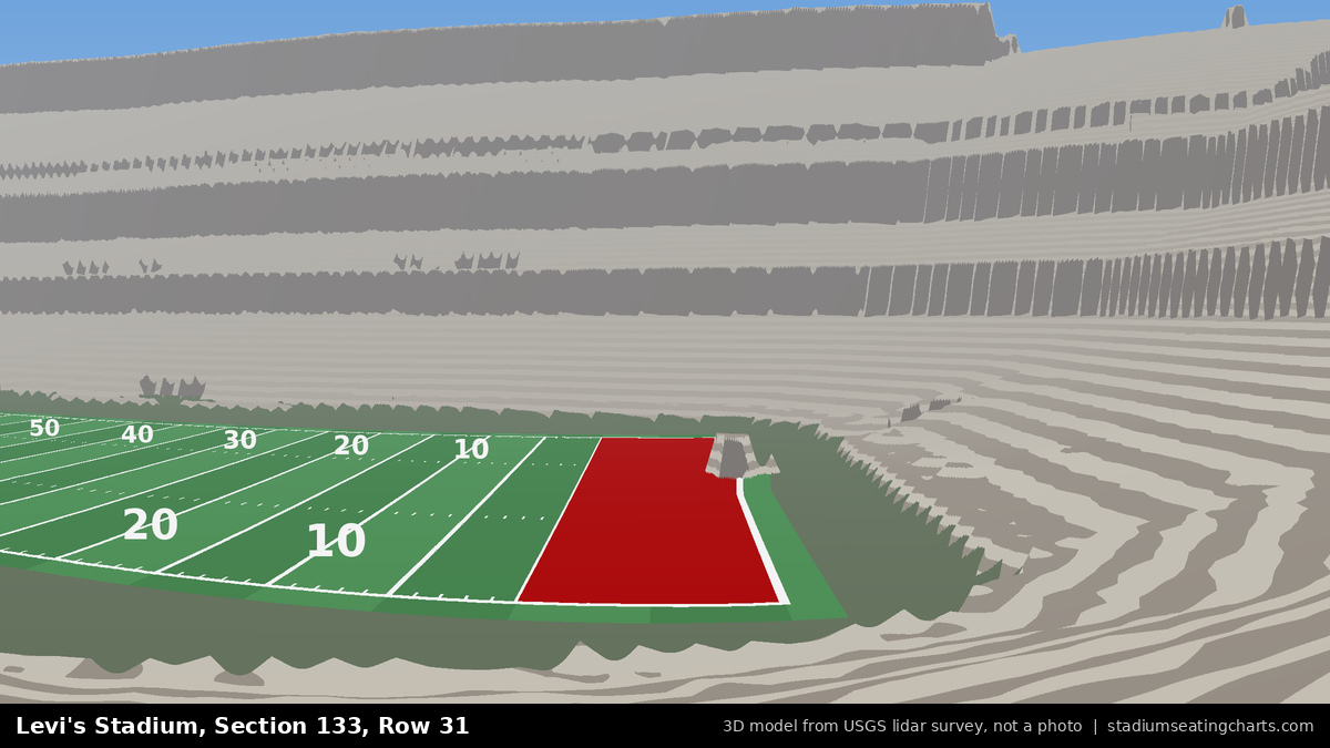 View from Levi's Stadium Section 133, Row 31, looking toward the field