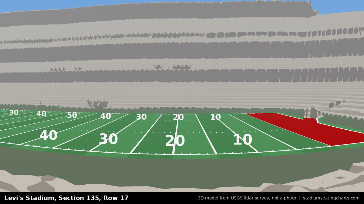 View from Levi's Stadium Section 135, Row 17, looking toward the field