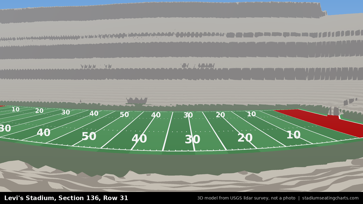 View from Levi's Stadium Section 136, Row 31, looking toward the field