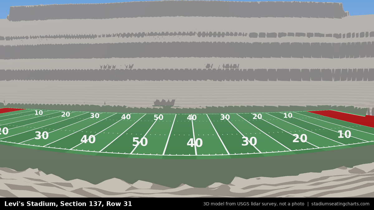 View from Levi's Stadium Section 137, Row 31, looking toward the field