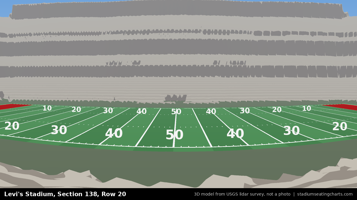 View from Levi's Stadium Section 138, Row 20, looking toward the field