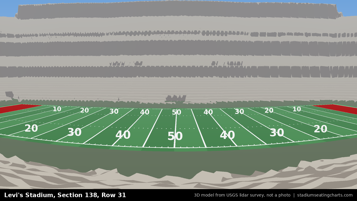 View from Levi's Stadium Section 138, Row 31, looking toward the field